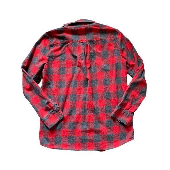 BANANA REPUBLIC Buffalo Plaid Long Sleeve Button Down Shirt Red Gray medium - Picture 2 of 5